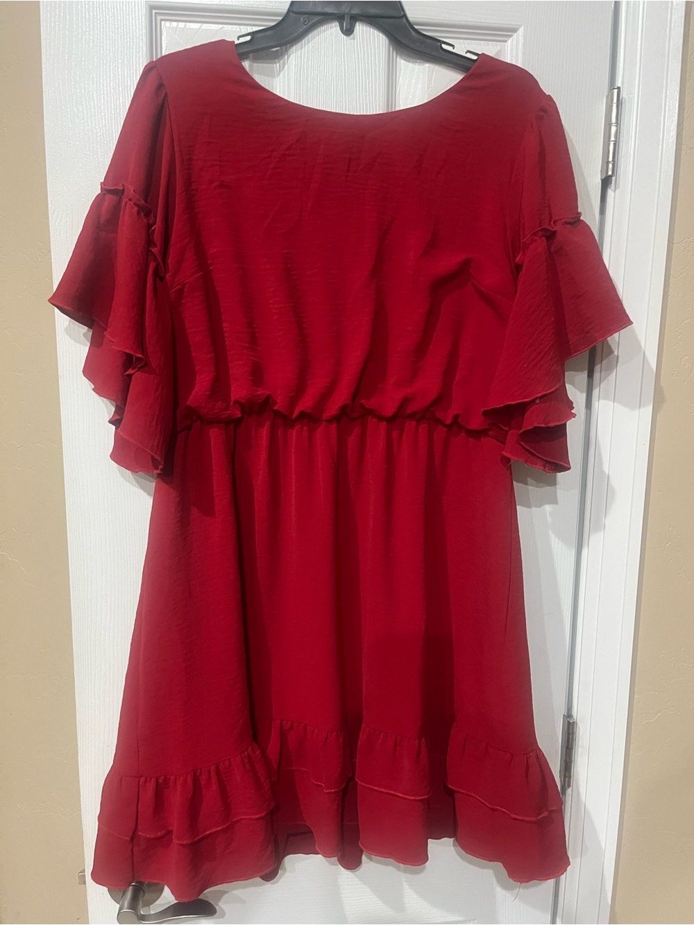 Maurices Red Ruffle Sleeve Casual Dress